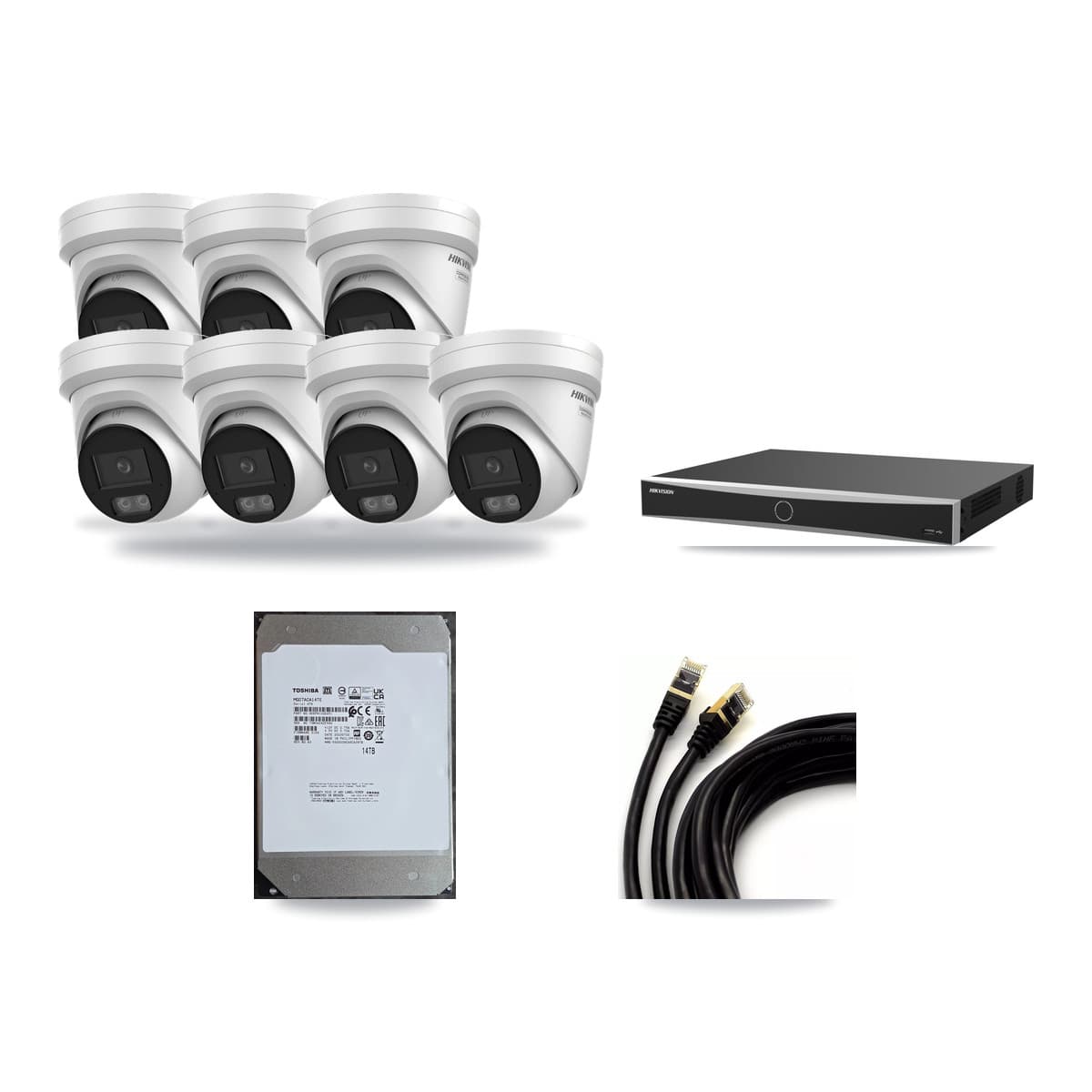 Hikvision 16-Channel 4K CCTV Kit — 7 DS-2CD2387G3 Turret Cameras + 14TB Recording - Image 1