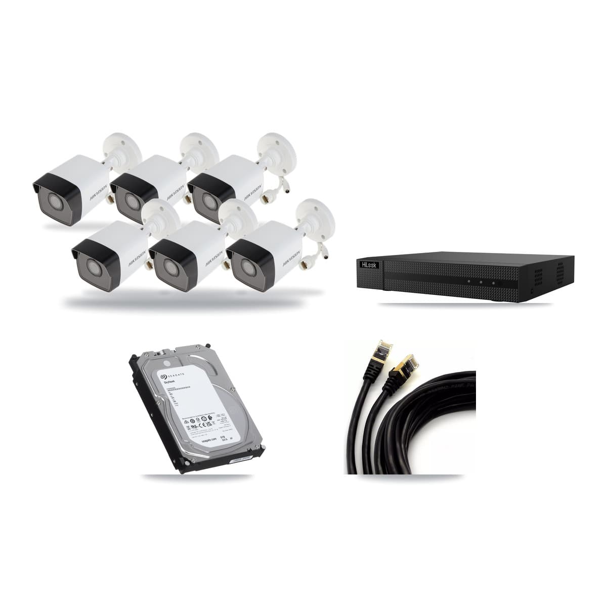 Hikvision & HiLook 8-Channel 5MP CCTV Kit — 6 Bullet Cameras + 6TB Recording (NVR-108MH-D Recorder) - Image 1