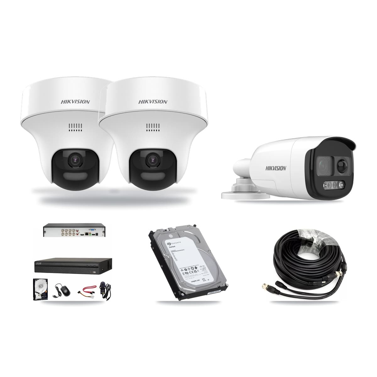 Hikvision & Dahua 8-Channel 5MP CCTV Kit — 1 DS-2CE12KF3T Bullet + 2 DS-2CE70K0T Turret Cameras + 6TB Recording - Image 1
