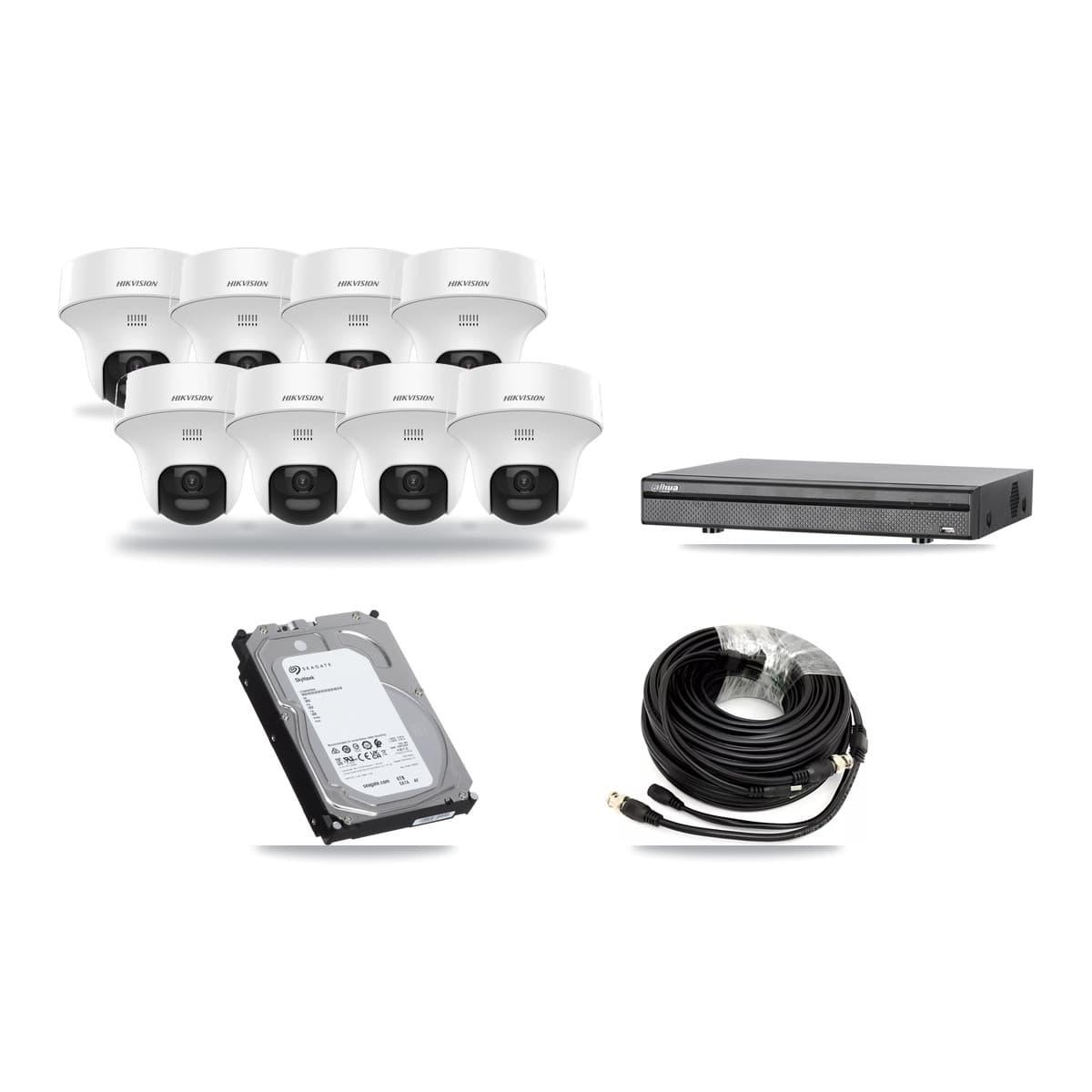 Hikvision & Dahua 8-Channel 5MP CCTV Kit — 8 DS-2CE70K0T Turret Cameras + 6TB Recording (DH-XVR5108H Recorder) - Image 1