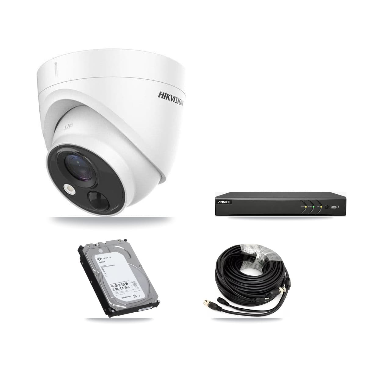 Hikvision & ANNKE 4-Channel 5MP CCTV Kit — 4 DS-2CE71H0T Turret Cameras + 6TB Recording