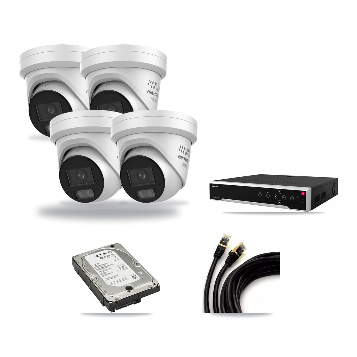 Hikvision 32-Channel 4MP CCTV Kit — 4 DS-2CD2347G3 Turret Cameras + 5TB Recording - Image 1