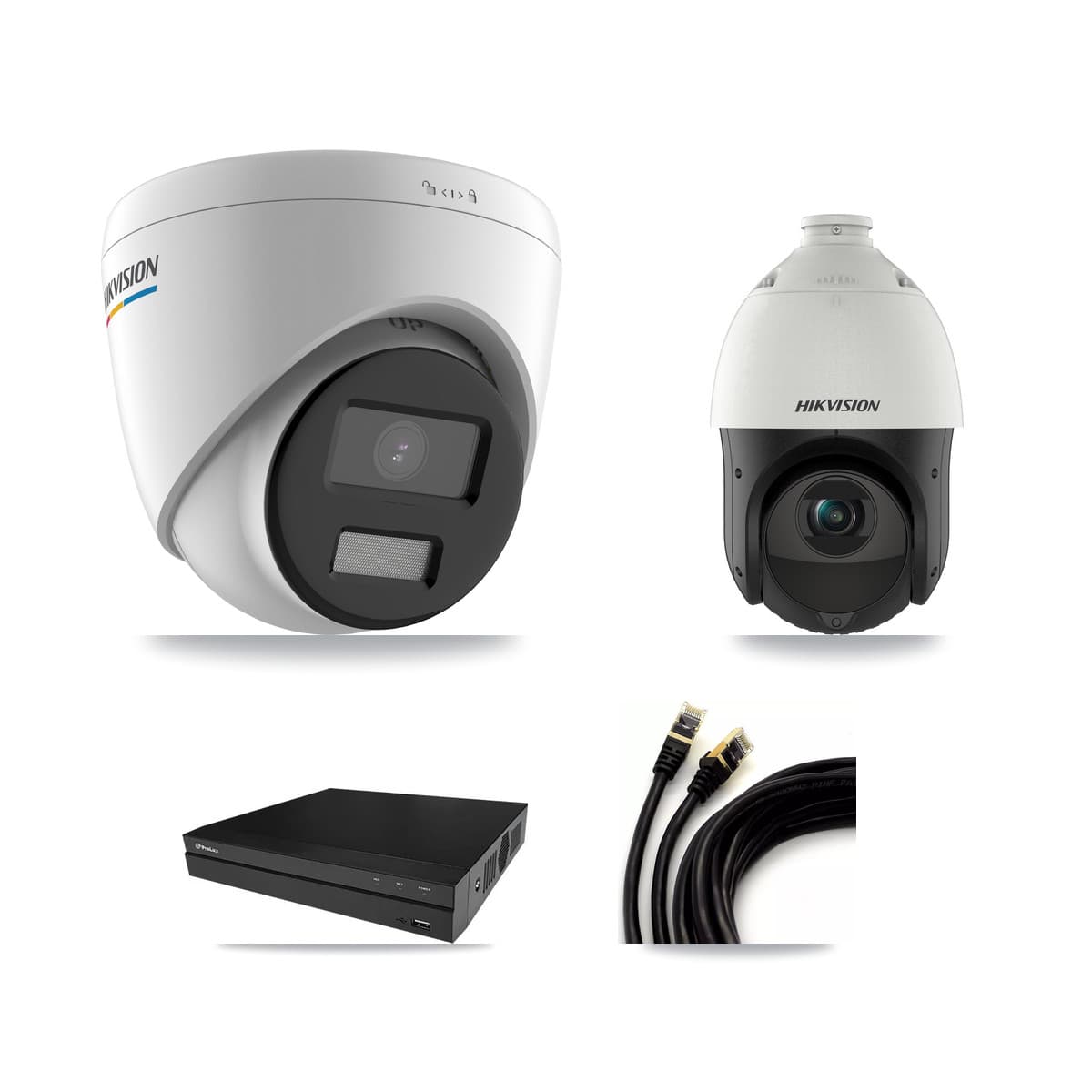 Hikvision & Prolux 8-Channel 2MP – 4MP CCTV Kit — 3 2MP Turret + 1 4MP PTZ Cameras + 3TB Recording