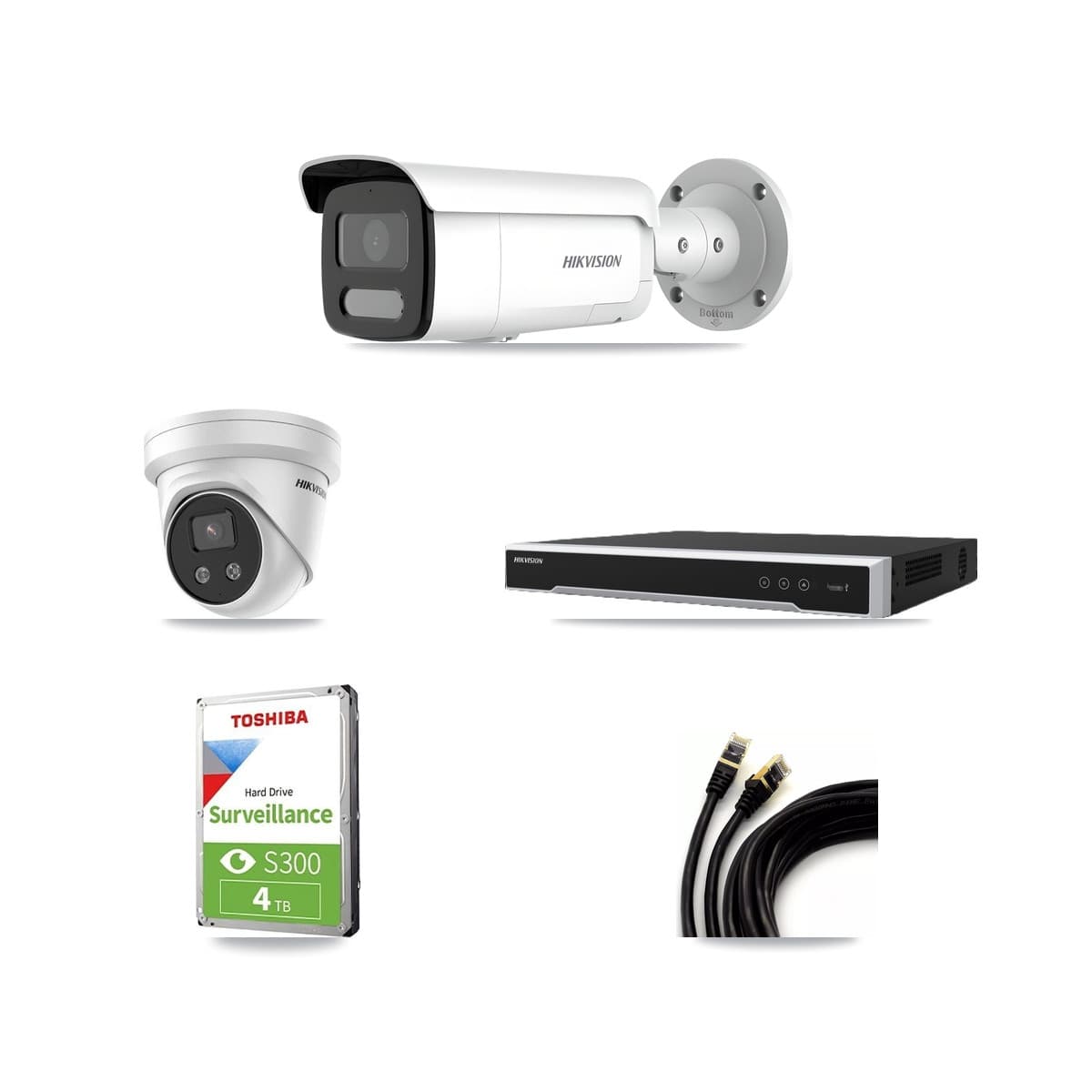 Hikvision 16-Channel 4MP – 5MP CCTV Kit — 2 4MP Bullet + 1 5MP Turret Cameras + 4TB Recording (DS-7616NI-M2 Recorder)