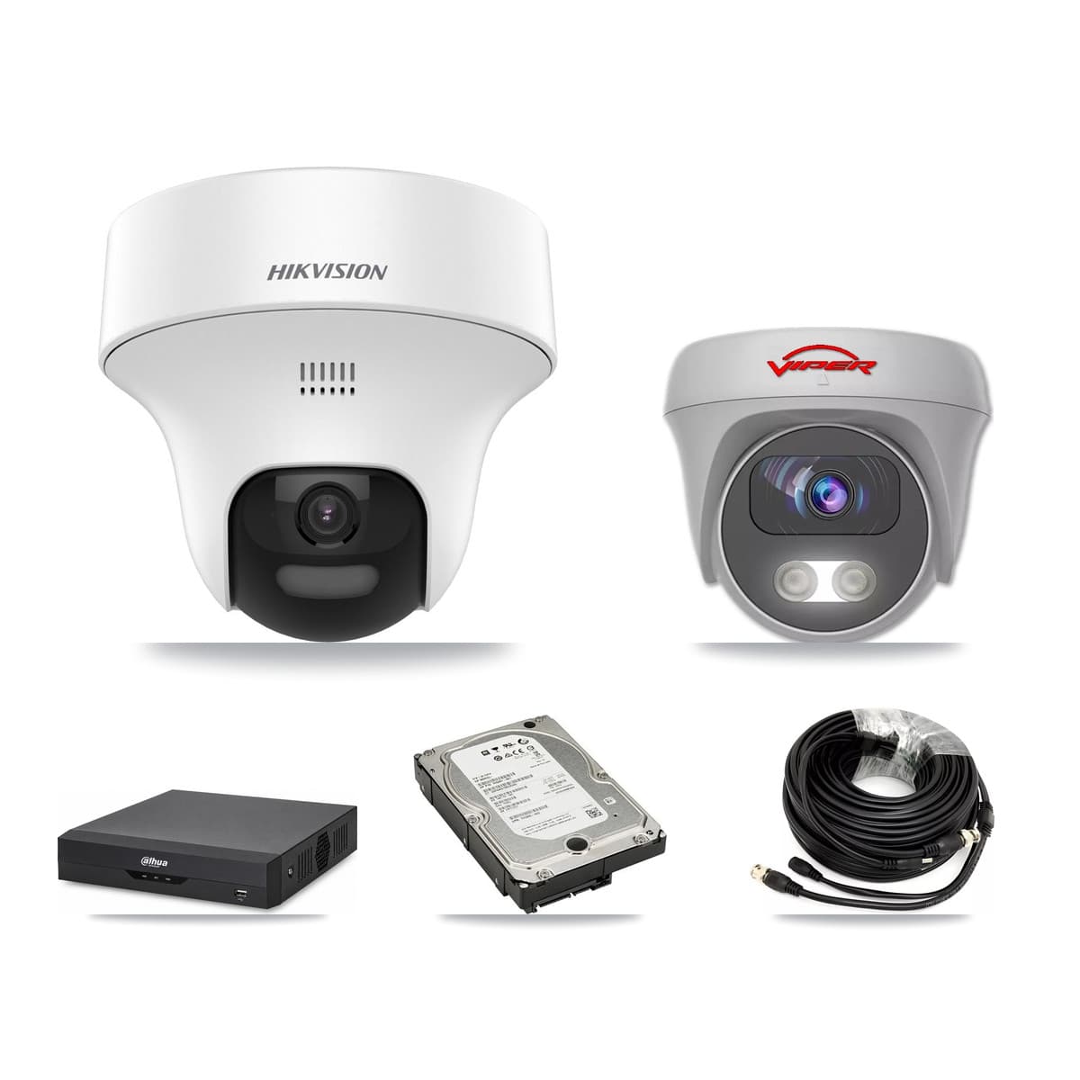 4-Channel 5MP CCTV Kit — 3 DS-2CE70K0T Turret + 1 VIPER-5MP-3K Cameras + 5TB Recording