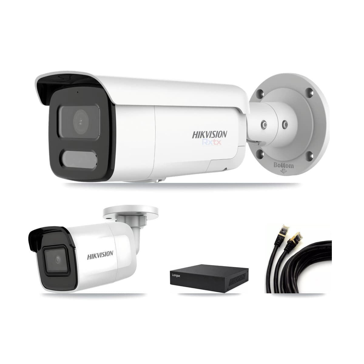 Hikvision & Longse 8-Channel 4K CCTV Kit — 1 DS-2CD2085G1 + 3 DS-2CD2T87G2H Bullet Cameras + 8TB Recording