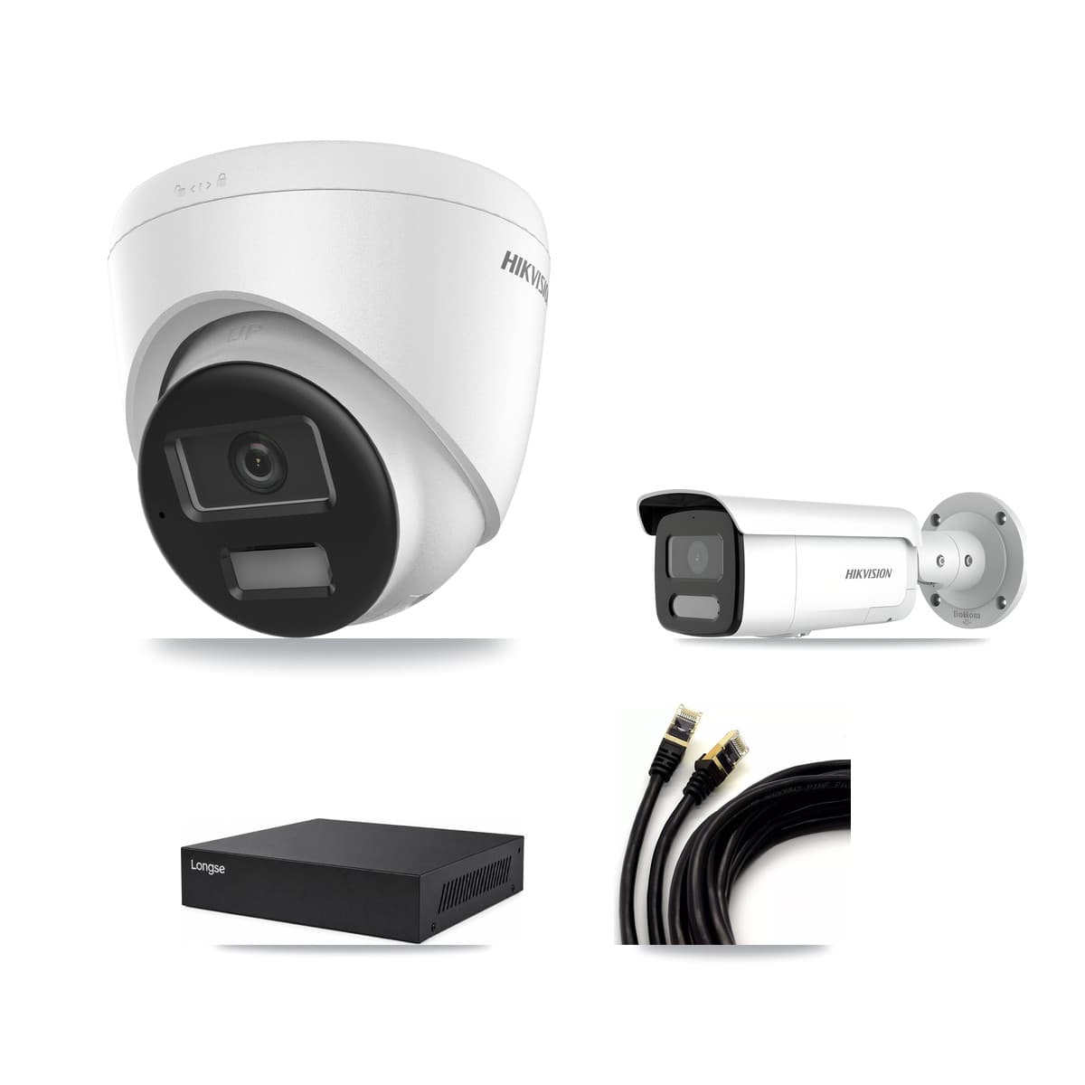 Hikvision & Longse 8-Channel 4MP – 4K CCTV Kit — 2 4K Turret + 2 4MP Bullet Cameras + 8TB Recording - Image 1