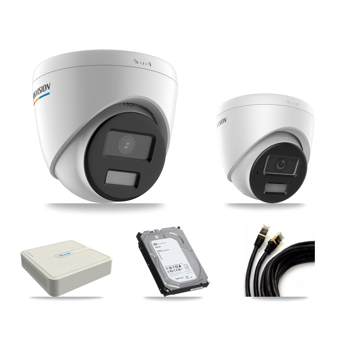 Hikvision & HiLook 8-Channel 2MP – 4MP CCTV Kit — 5 2MP + 2 4MP Turret Cameras + 6TB Recording (NVR-108H-D Recorder)