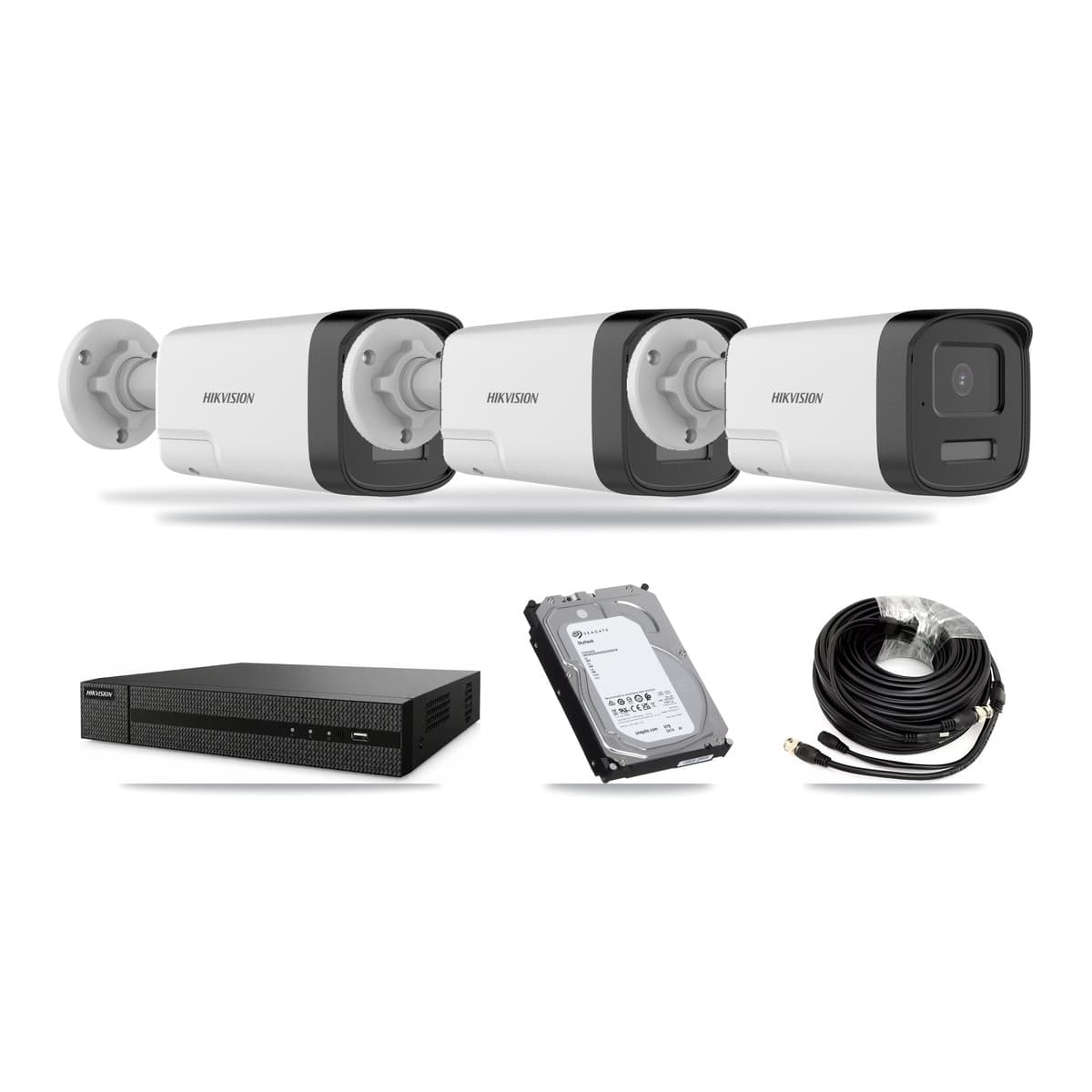 Hikvision 8-Channel 5MP CCTV Kit — 3 DS-2CE17K0T Bullet Cameras + 6TB Recording (DVR-8CH Recorder) - Image 1