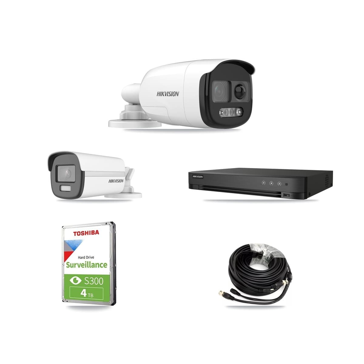 Hikvision 4-Channel 5MP – 4K CCTV Kit — 1 5MP + 1 4K Bullet Cameras + 4TB Recording (IDS-7204HUHI Recorder) - Image 1