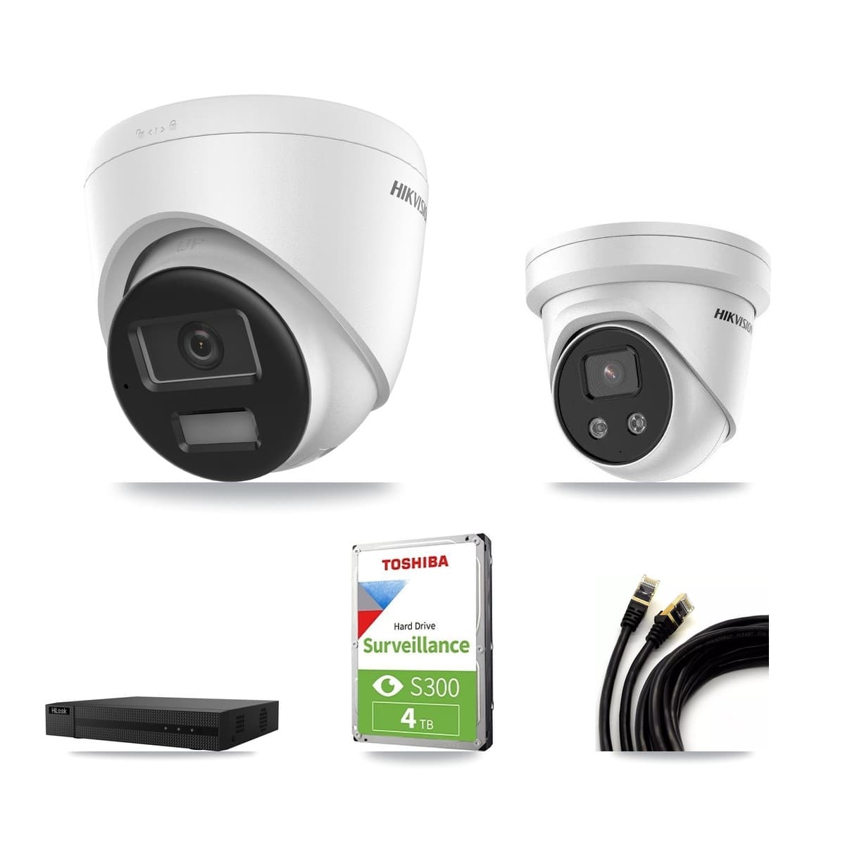 Hikvision & HiLook 8-Channel 5MP – 4K CCTV Kit — 1 4K + 1 5MP Turret Cameras + 4TB Recording