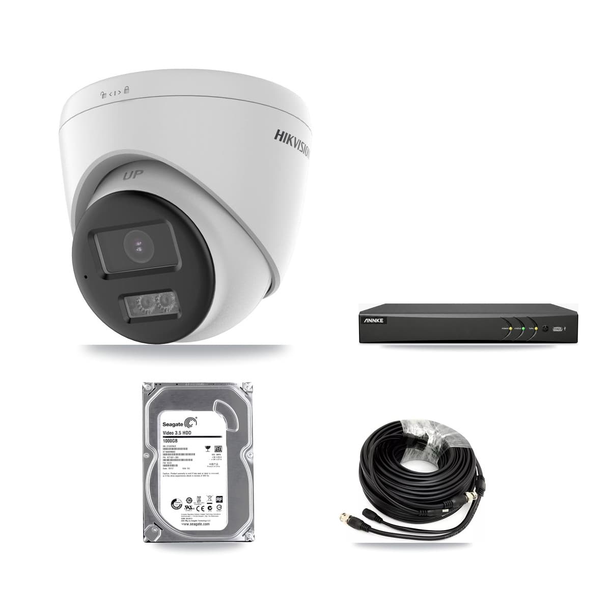 Hikvision & ANNKE 4-Channel 5MP CCTV Kit — 2 DS-2CE78K0T-LTS Turret Cameras + 1TB Recording (AN-DV4-8MP-D941BB Recorder) - Image 1