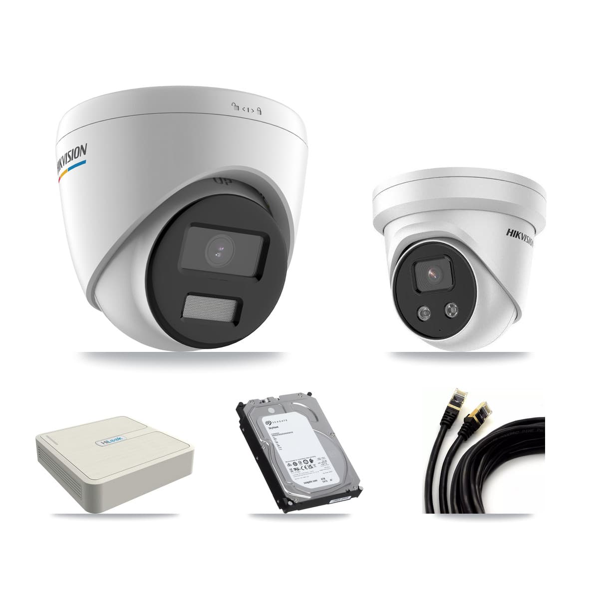 Hikvision & HiLook 8-Channel 2MP – 5MP CCTV Kit — 5 2MP + 2 5MP Turret Cameras + 6TB Recording (NVR-108H-D Recorder)