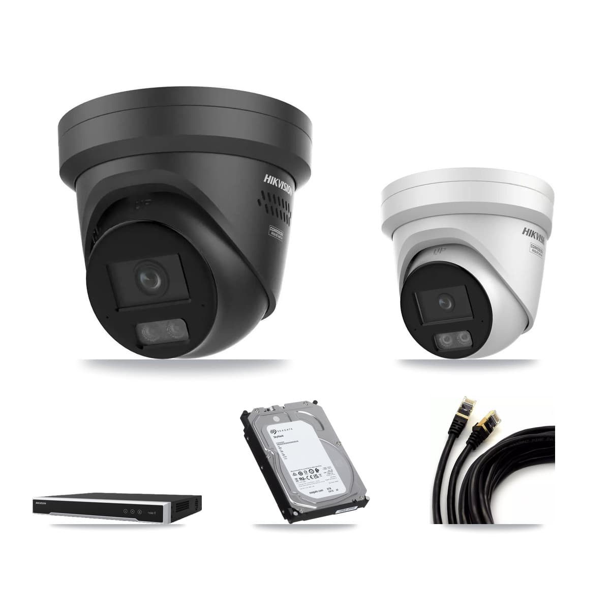 Hikvision 8-Channel 4K CCTV Kit — 1 + 2 Black Turret Cameras + 6TB Recording - Image 1