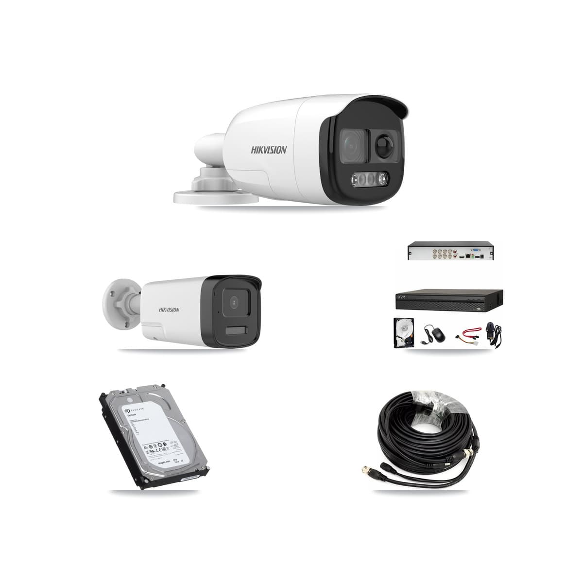 Hikvision & Dahua 8-Channel 5MP CCTV Kit — 3 DS-2CE12KF3T + 1 DS-2CE17K0T Bullet Cameras + 6TB Recording