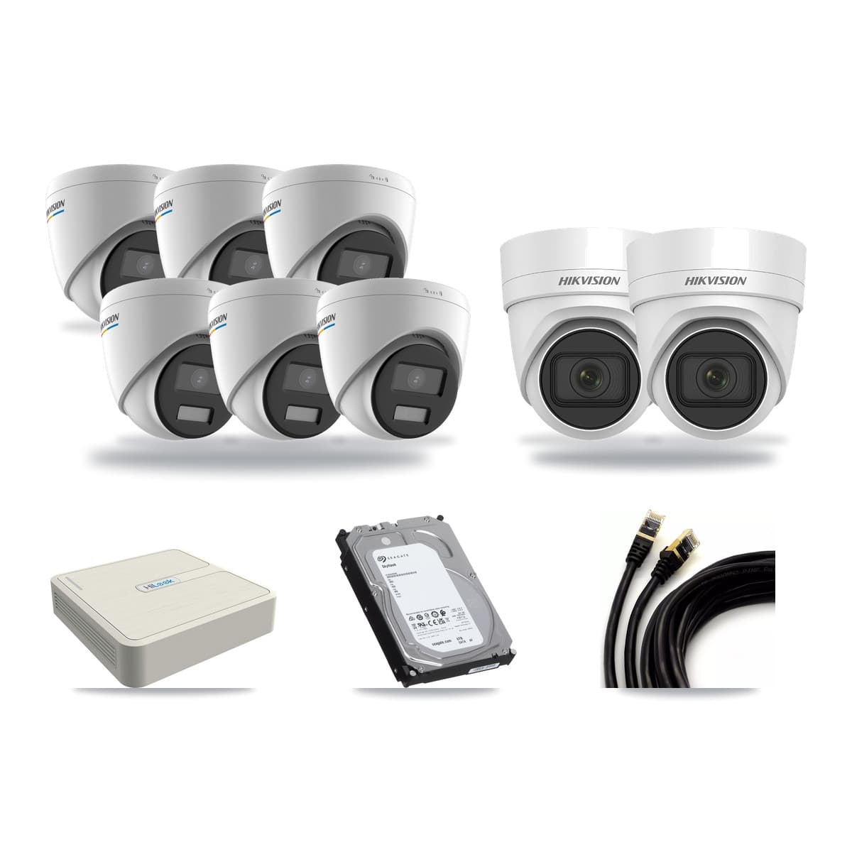 HiLook 8-channel CCTV kit: 8 cameras (6× 2MP Turret + 2× 4MP Turret), 6TB hard drive