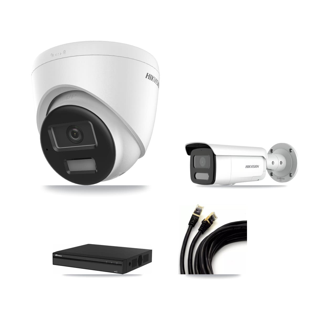Hikvision & Prolux 4-Channel 4MP – 4K CCTV Kit — 2 4K Turret + 2 4MP Bullet Cameras + 8TB Recording