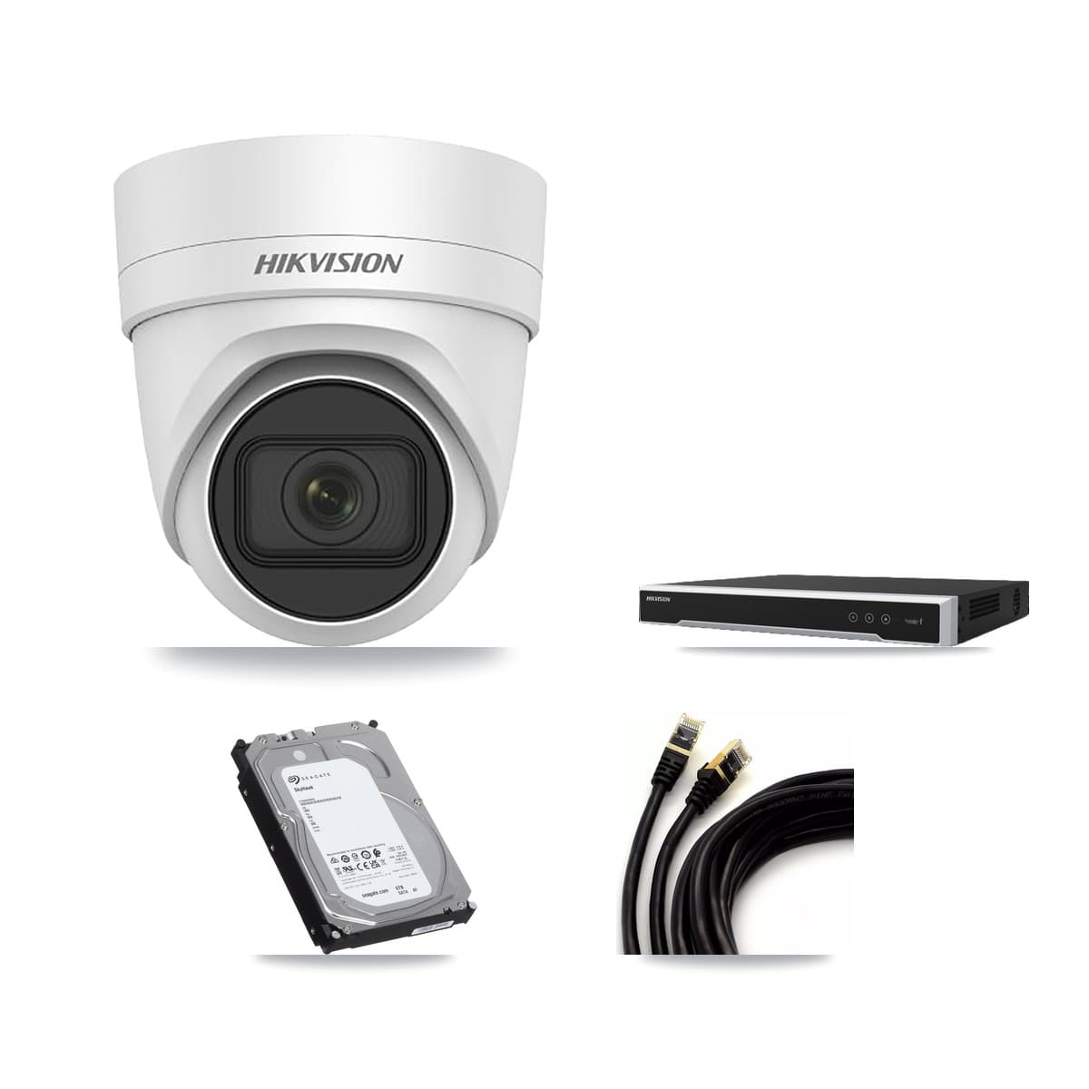 Hikvision 8-Channel 4MP CCTV Kit — 4 DS-2CD2H45FWD Turret Cameras + 6TB Recording (DS-7608NI-M2 Recorder)