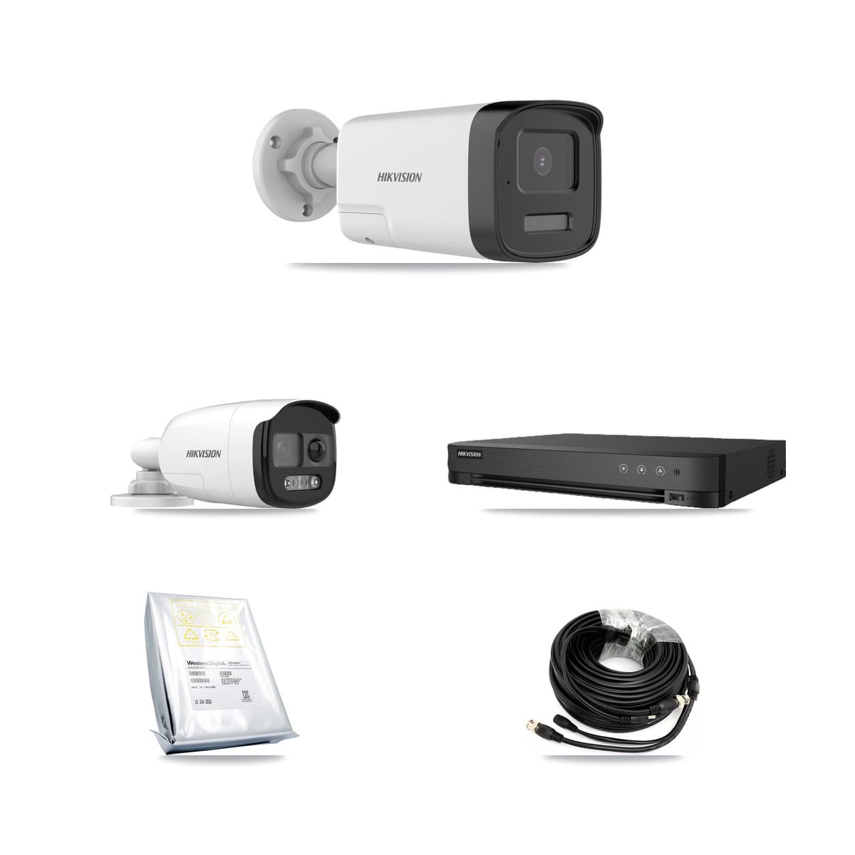 Hikvision 8-Channel 5MP CCTV Kit — 1 DS-2CE12KF3T + 5 DS-2CE17K0T Bullet Cameras + 8TB Recording (IDS-7208HQHI Recorder)