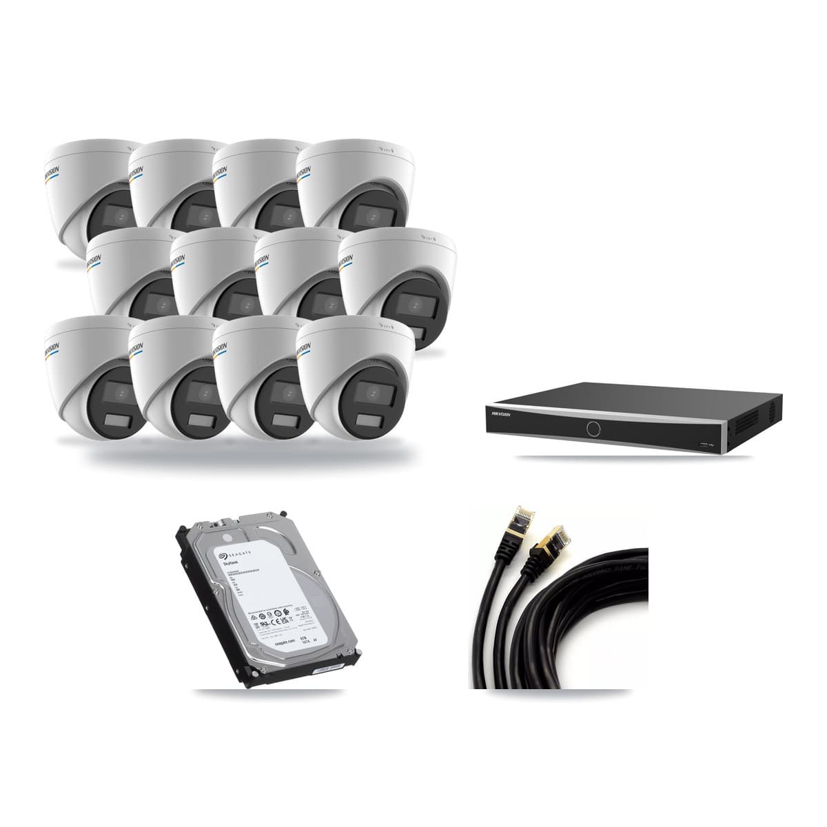 Hikvision 16-channel CCTV kit: 12 cameras (12× 2MP Turret), 6TB hard drive