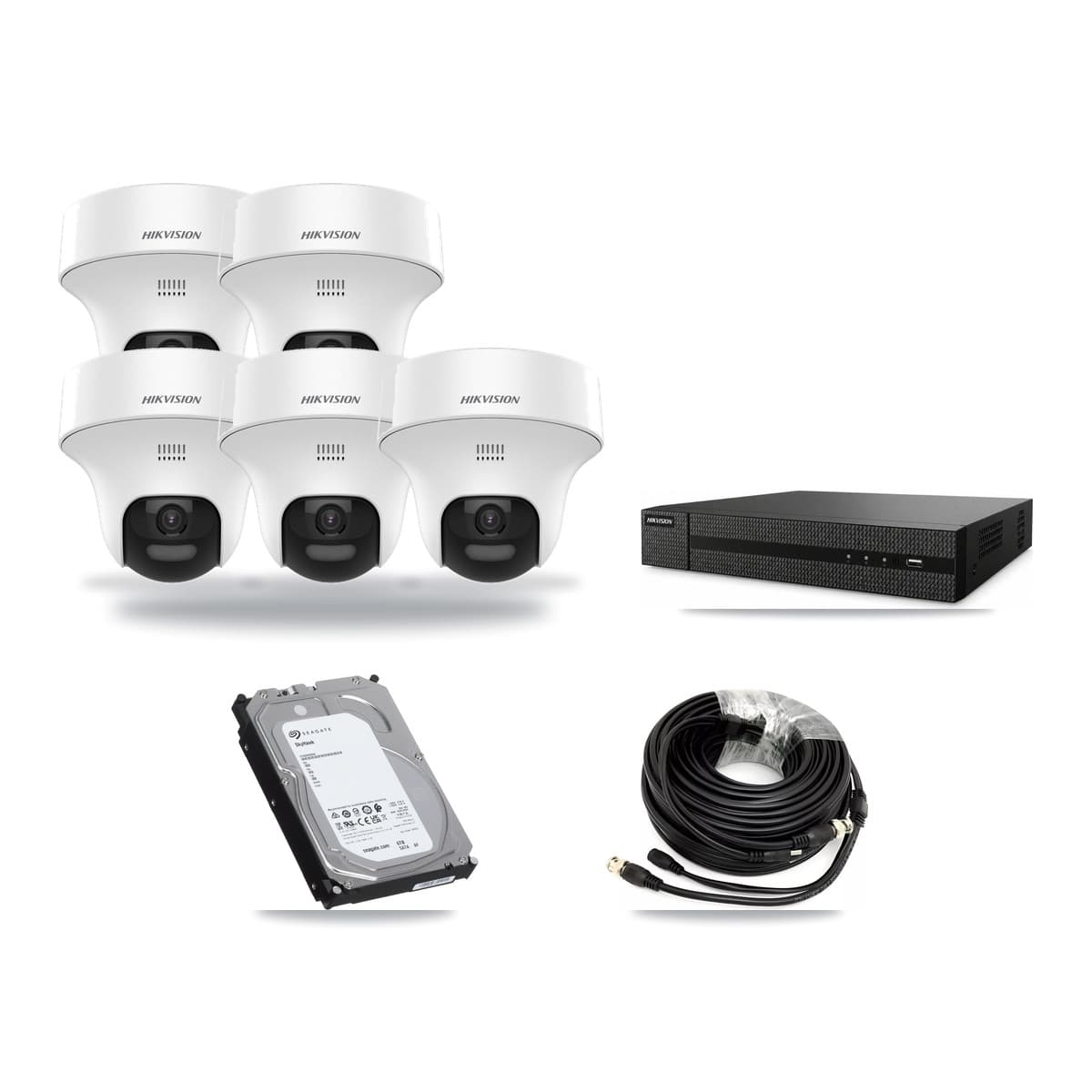 Hikvision 8-Channel 5MP CCTV Kit — 5 DS-2CE70K0T Turret Cameras + 6TB Recording (DVR-8CH Recorder) - Image 1