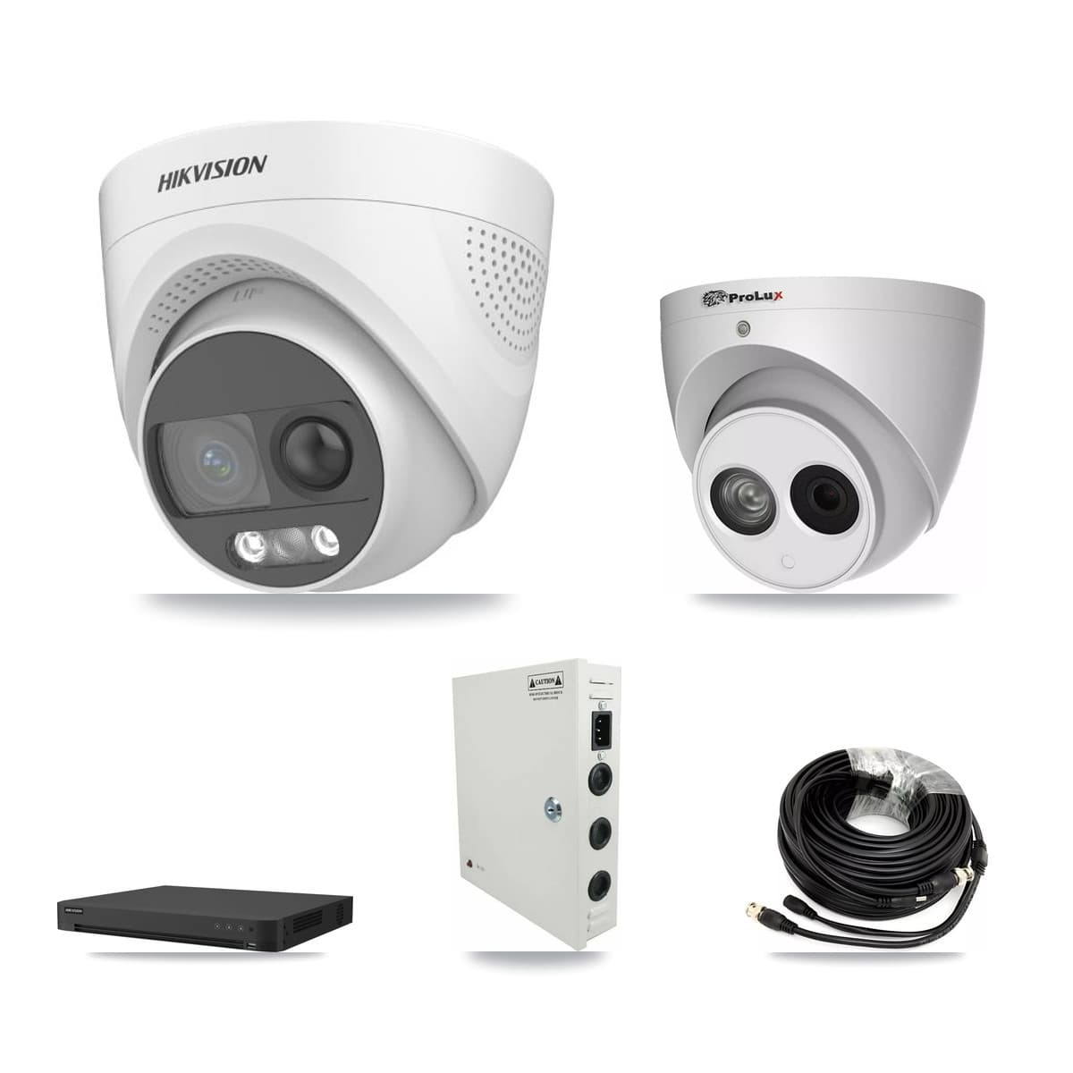 Hikvision & Prolux 32-Channel 4MP – 5MP CCTV Kit — 11 DS-2CE72KF3T 5MP + 1 PXC-612C4W-A 4MP Turret Cameras + 2× 8TB Recording