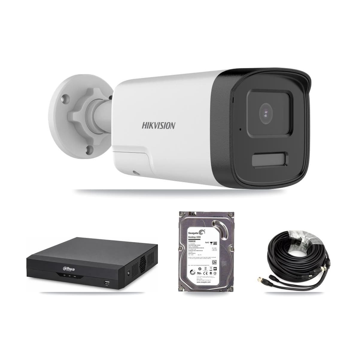 Hikvision & Dahua 4-Channel 5MP CCTV Kit — 4 DS-2CE17K0T Bullet Cameras + 2TB Recording