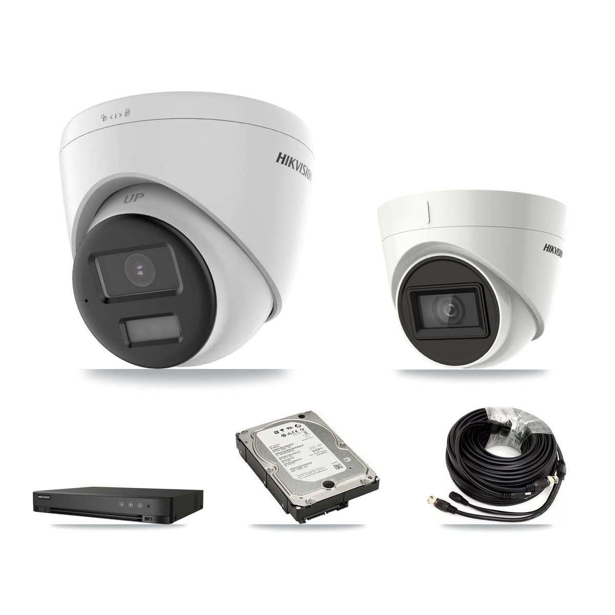 Hikvision 4-Channel 4K CCTV Kit — 1 DS-2CE78U0T + 1 DS-2CE78U1T Turret Cameras + 5TB Recording