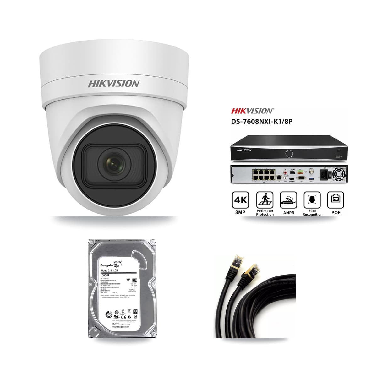 Hikvision 8-Channel 4K CCTV Kit — 1 DS-2CD2H83G0 Turret Camera + 1TB Recording - Image 1