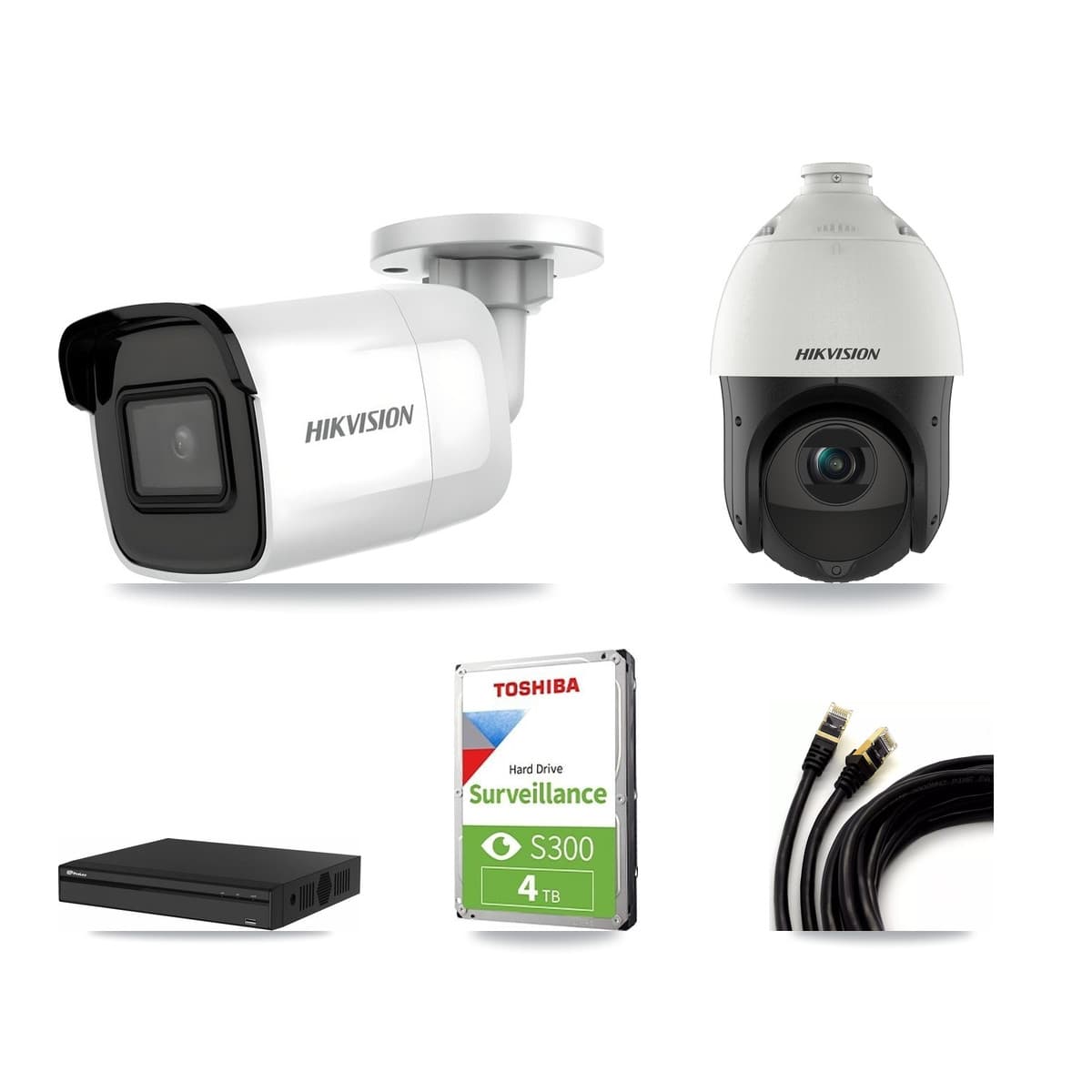 Hikvision & Prolux 4-Channel 4MP – 4K CCTV Kit — 1 4K Bullet + 1 4MP PTZ Cameras + 4TB Recording - Image 1