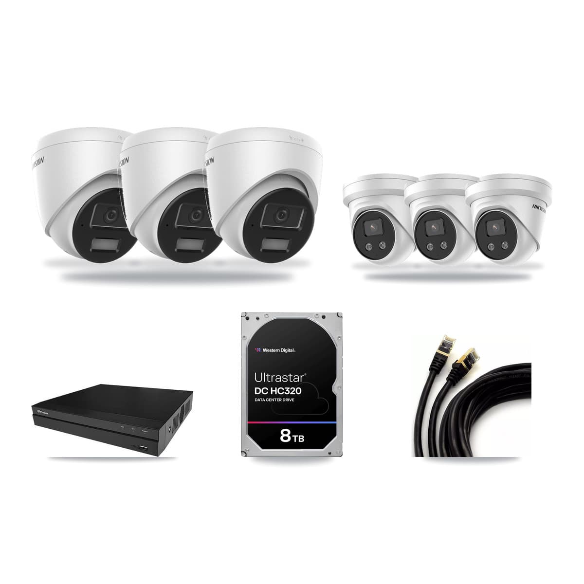 Hikvision & Prolux 8-Channel 4MP – 5MP CCTV Kit — 3 4MP + 3 5MP Turret Cameras + 8TB Recording - Image 1