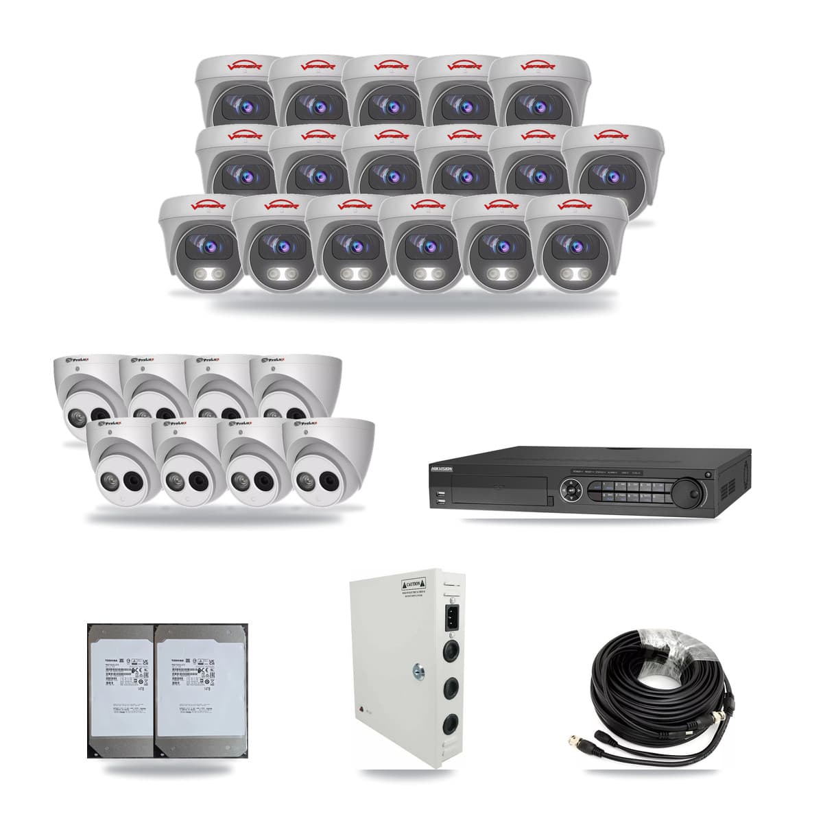 32-Channel 4MP – 5MP CCTV Kit — 8 4MP Turret + 17 5MP Cameras + 2× 14TB Recording - Image 1