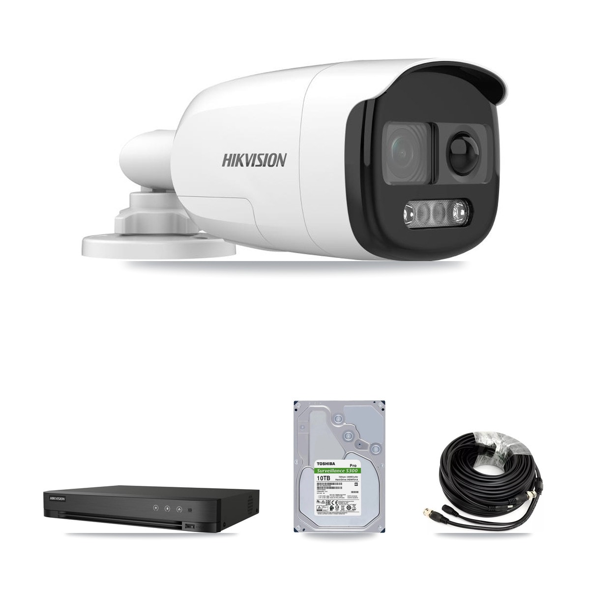 Hikvision 4-Channel 5MP CCTV Kit — 4 DS-2CE12KF3T Bullet Cameras + 10TB Recording - Image 1