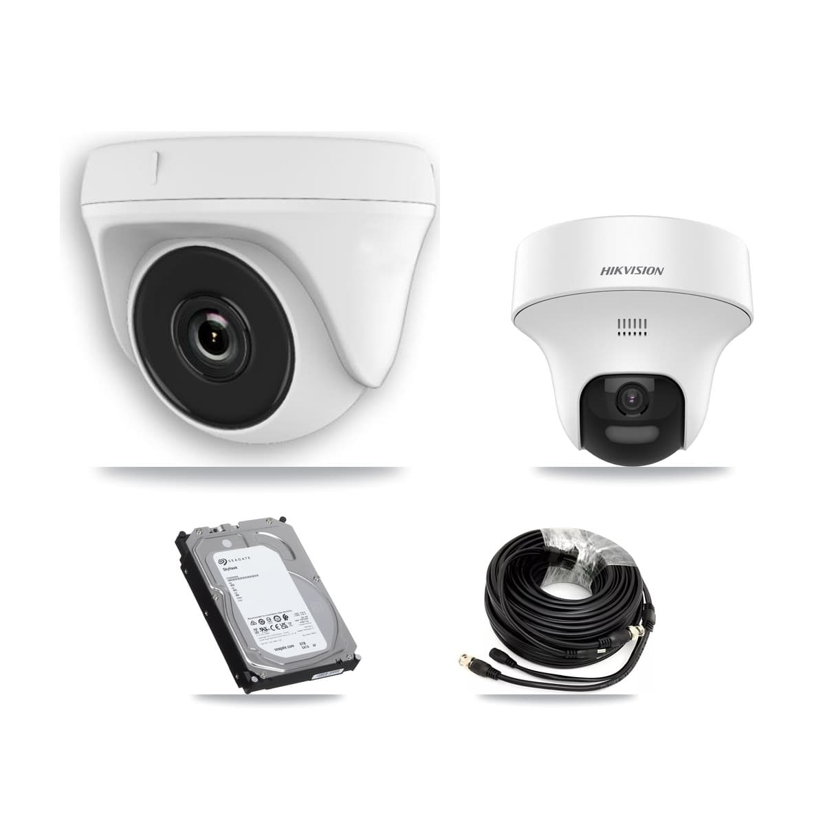 Hikvision 32-Channel 2MP – 5MP CCTV Kit — 1 DS-2CE70K0T 5MP Turret + 7 White HDT-2MP-N20W 2MP Dome Cameras + 6TB Recording (IDS-7332HUHI Recorder)