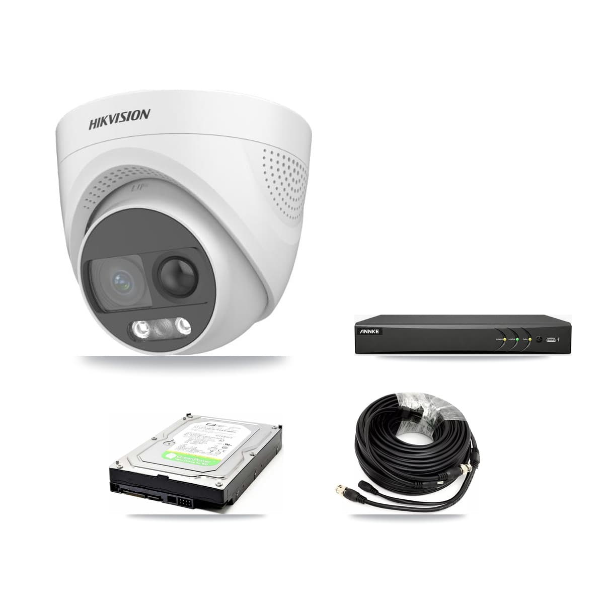 Hikvision & ANNKE 4-Channel 5MP CCTV Kit — 2 DS-2CE72KF3T Turret Cameras + 1TB Recording