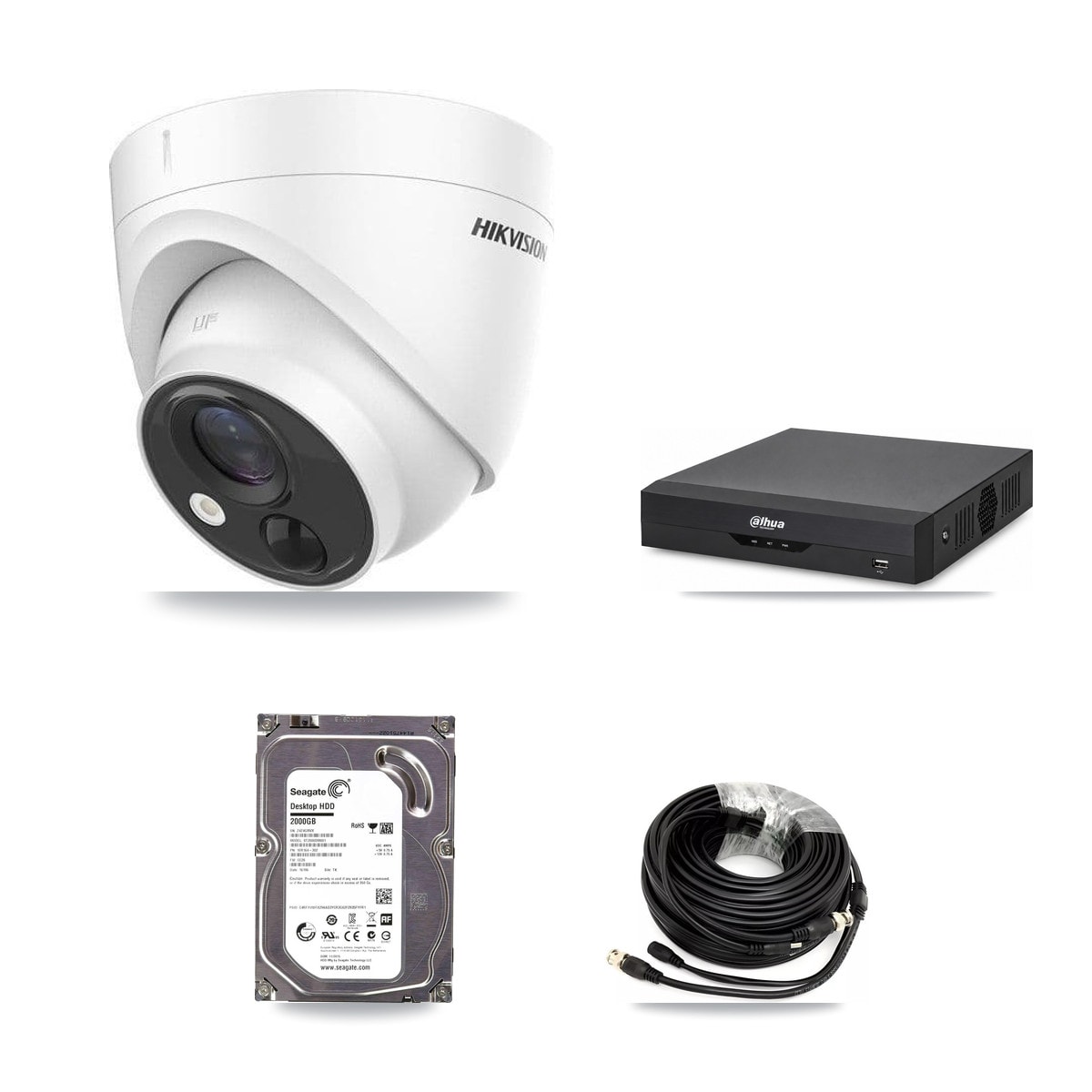 Hikvision & Dahua 4-Channel 5MP CCTV Kit — 4 DS-2CE71H0T Turret Cameras + 2TB Recording - Image 1