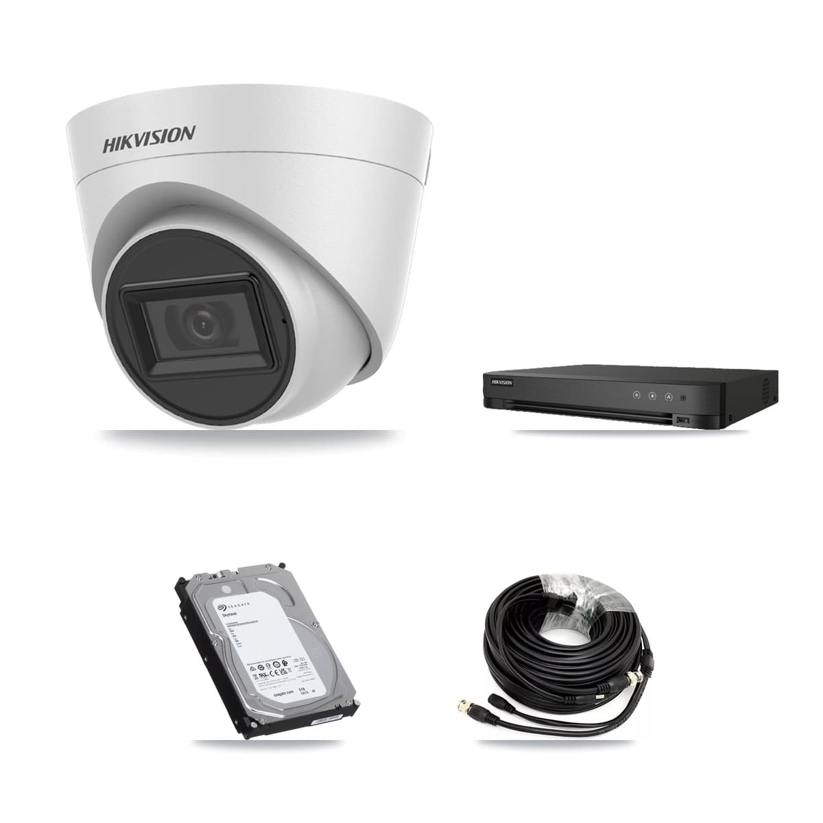 Hikvision 8-Channel 5MP CCTV Kit — 5 White Turret Cameras + 6TB Recording (IDS-7208HQHI Recorder) - Image 1