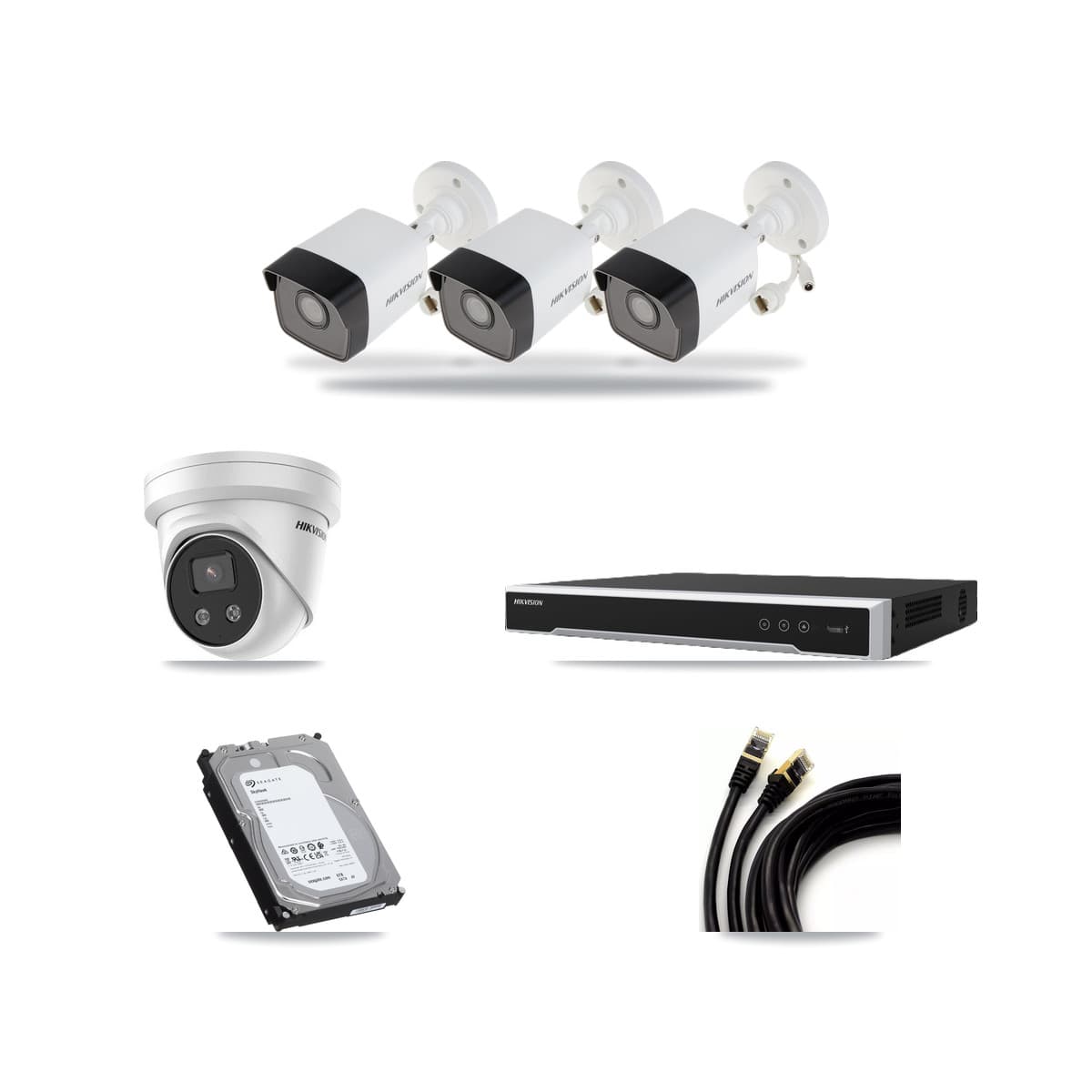 Hikvision 16-Channel 5MP CCTV Kit — 3 Bullet + 1 Turret Cameras + 6TB Recording (DS-7616NI-M2 Recorder) - Image 1