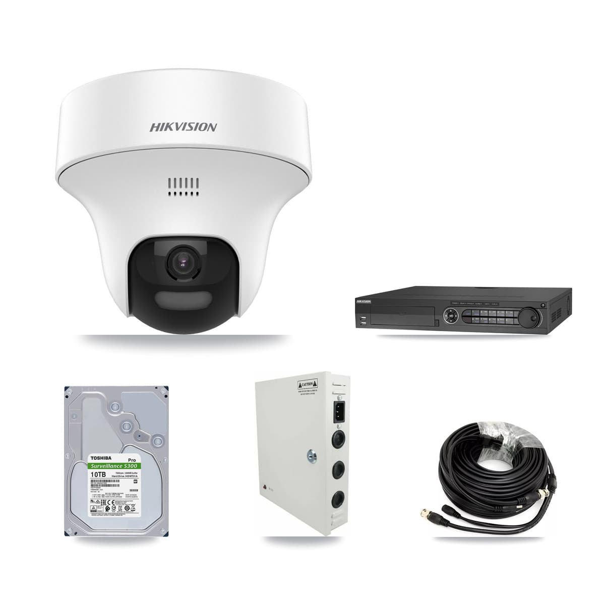 Hikvision 32-Channel 5MP CCTV Kit — 16 DS-2CE70K0T Turret Cameras + 2× 10TB Recording (IDS-7332HUHI Recorder)