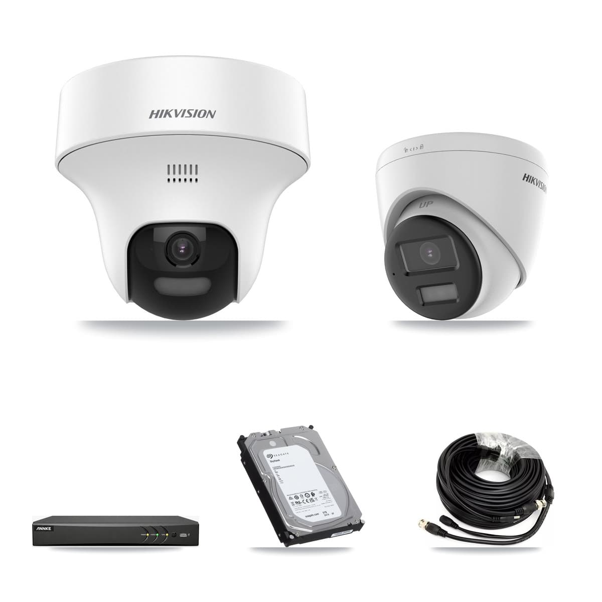 Hikvision & ANNKE 4-Channel 5MP CCTV Kit — 2 DS-2CE70K0T + 2 DS-2CE78K0T Turret Cameras + 6TB Recording