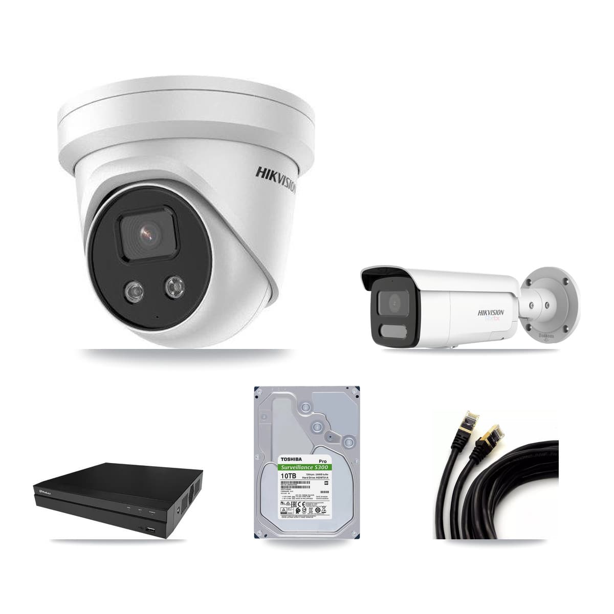 Hikvision & Prolux 8-Channel 5MP – 4K CCTV Kit — 1 4K Bullet + 7 5MP Turret Cameras + 10TB Recording - Image 1