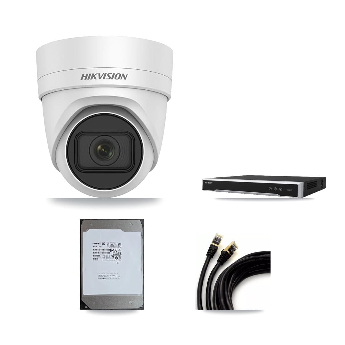 Hikvision 8-Channel 4MP CCTV Kit — 8 DS-2CD2H45FWD Turret Cameras + 14TB Recording