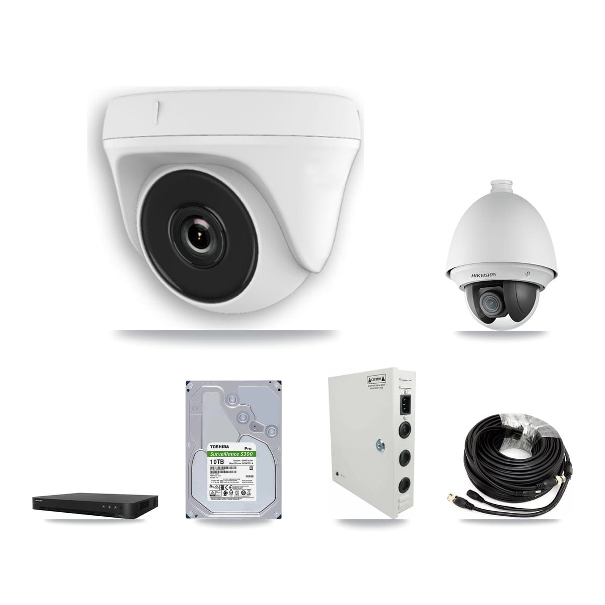 Hikvision 16-Channel 2MP CCTV Kit — 1 PTZ + 13 White Dome Cameras + 10TB Recording (DS-7216HGHI Recorder)