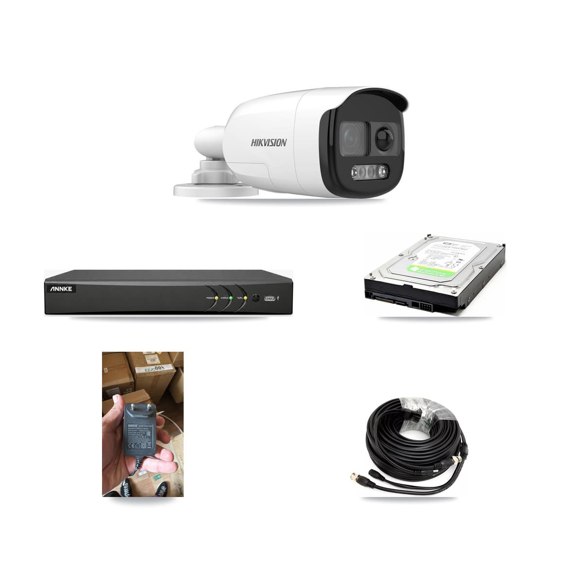 Hikvision & ANNKE 4-Channel 5MP CCTV Kit — 1 DS-2CE12KF3T Bullet Camera + 1TB Recording