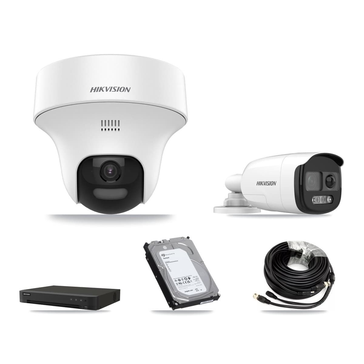 Hikvision 16-Channel 5MP CCTV Kit — 1 DS-2CE12KF3T Bullet + 3 DS-2CE70K0T Turret Cameras + 6TB Recording (IDS-7216HQHI Recorder)