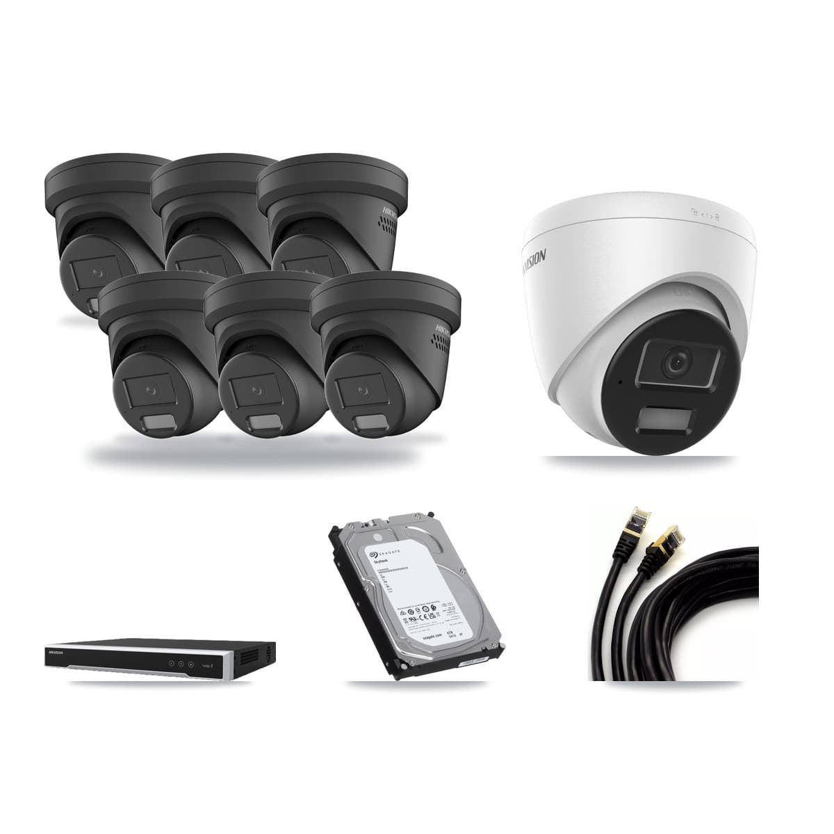 Hikvision 16-Channel 4MP CCTV Kit — 1 DS-2CD1343G2 + 6 DS-2CD2347G2 Turret Cameras + 6TB Recording - Image 1