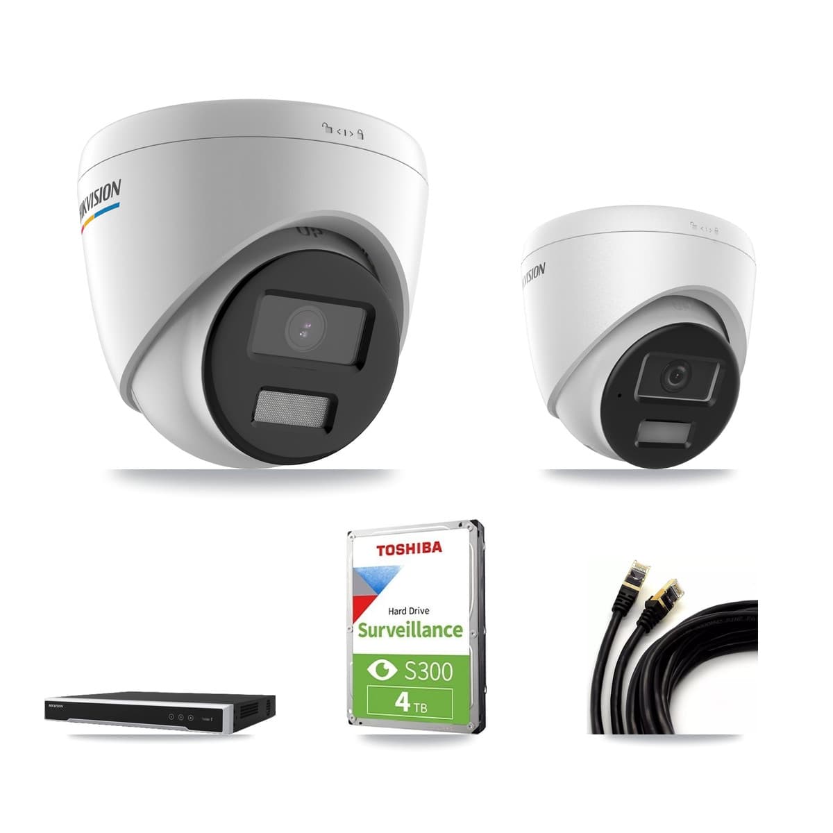 Hikvision 8-Channel 2MP – 4MP CCTV Kit — 2 2MP + 2 4MP Turret Cameras + 4TB Recording (DS-7608NI-M2 Recorder)