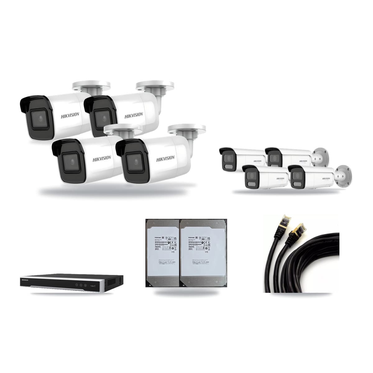 Hikvision 8-Channel 4K CCTV Kit — 4 DS-2CD2085G1 + 4 DS-2CD2T87G2H Bullet Cameras + 2× 14TB Recording - Image 1