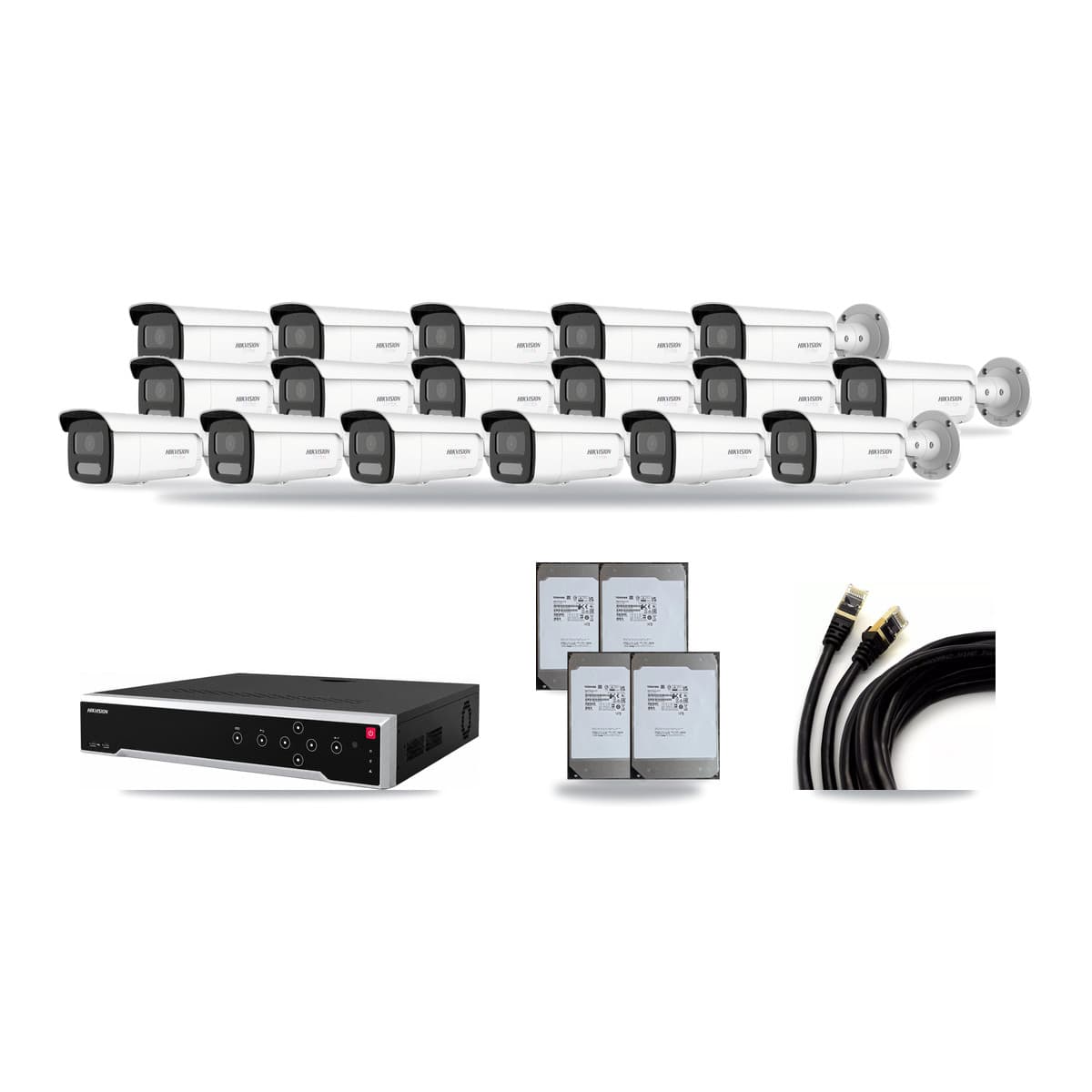 Hikvision 32-Channel 4K CCTV Kit — 17 Bullet Cameras + 4× 14TB Recording - Image 1