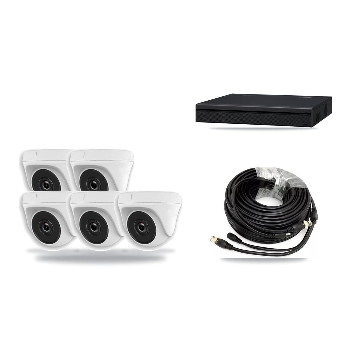 8-Channel 2MP CCTV Kit — 5 White Dome Cameras + 3TB Recording (XVR-3108AD Recorder) - Image 1